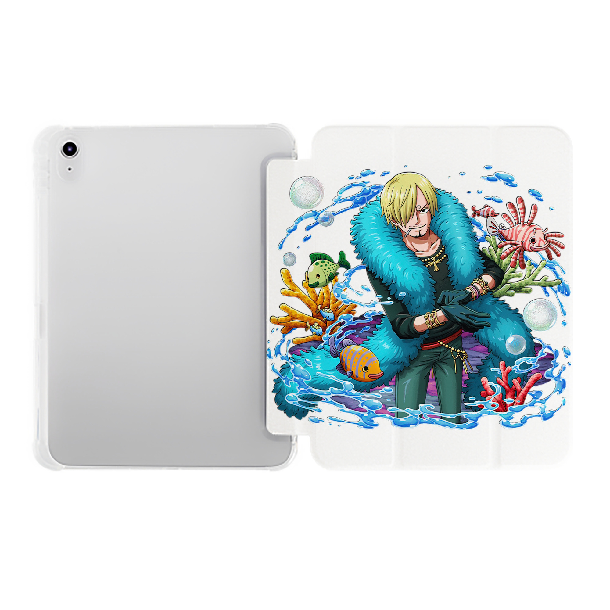 （画像用） ワンピース サンジ ONE PIECE Sanji IPad ケース ペン収納付き 三つ折りスタンド PUレザー×シリコン 対応機種9.5/10.5/10.9インチ